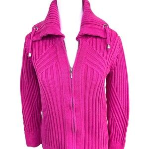 Chico's Cardigan Zipper Pink Sweater SZ 0
